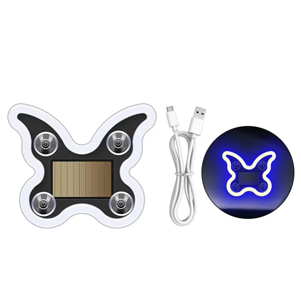 Wireless Car Solar LED Light Butterfly Shaped Light/Vibration Sensor Car Butterfly Ambient Lamp Removable Multi-modes
