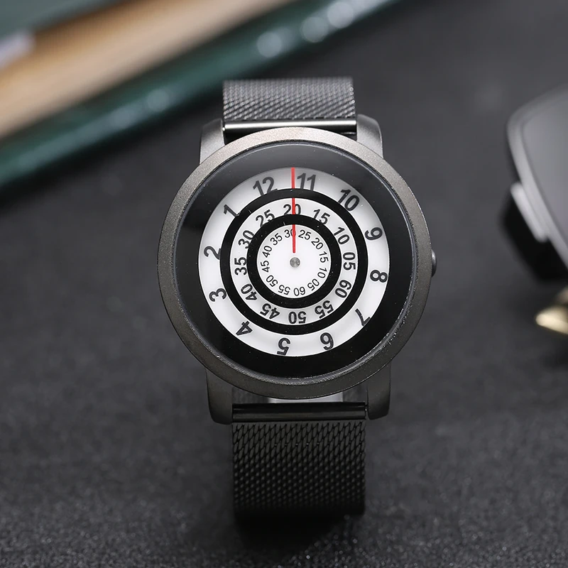 Minimalist Unisex Watch for Men Women Couple Simple Conceptual New Black White Dial Quartz Wristwatch Male Female Pointer Clock