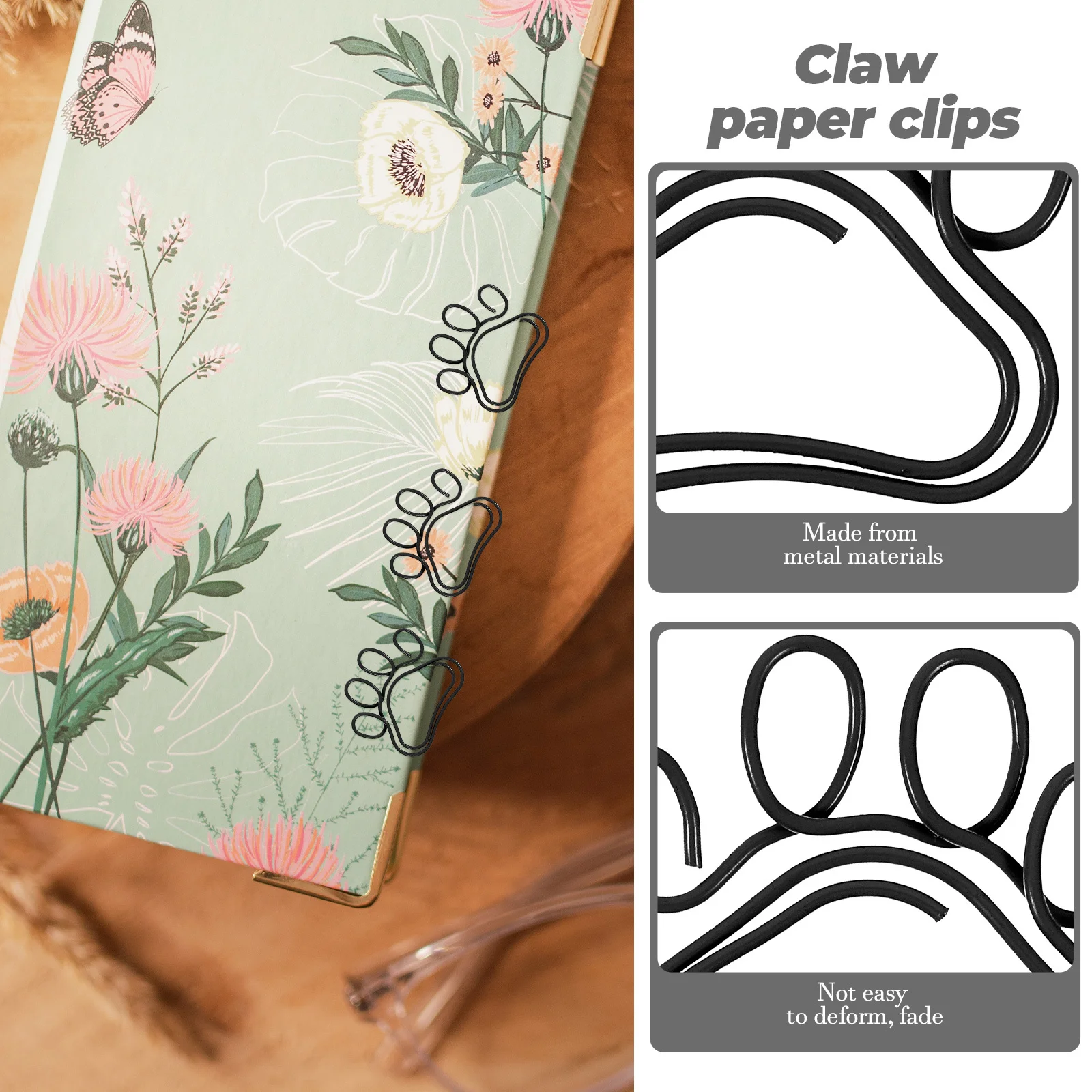 

20Pcs Claw Paper Clips Creative Small Paperclips Cute Document Clips Metal Paper Clamps Office Supplies Metal Paperclips