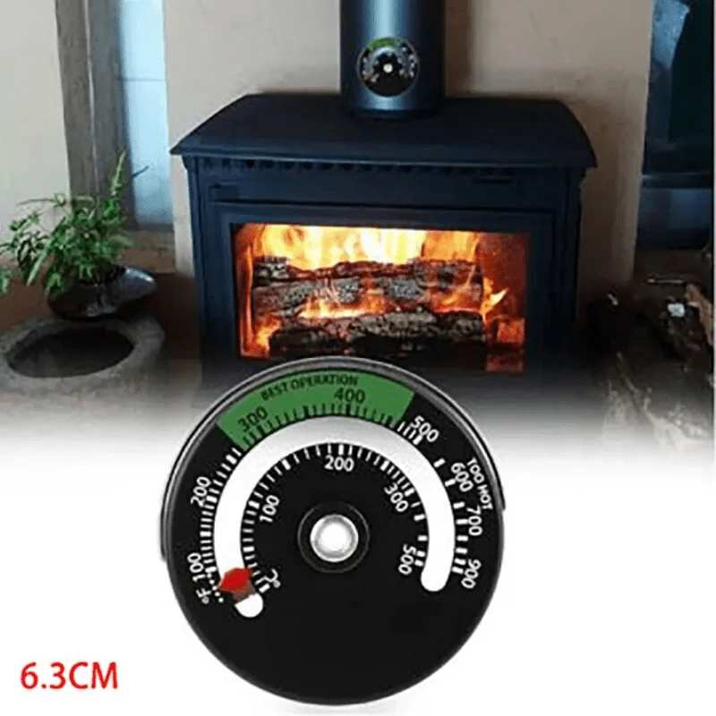 Magnetisches Holzofen-Thermometer für Holzverbrenner, Kamin, Lüfter, Ofen-Brennindikator, Temperaturanzeige, Messgerät