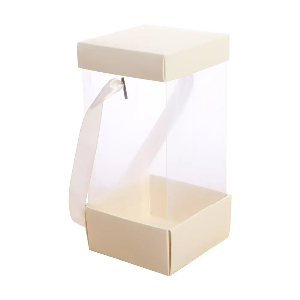 

5PCS Transparent Handheld Flower Box Handbag Paper Box Bouquet Wrapping Bag Packing Material Portable Flower Bag Weding Party