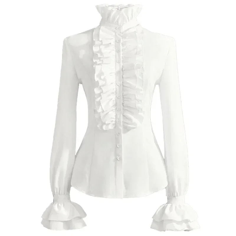

2025 2023 New European and American Women's Pleated Shirts Medieval Clothing Steam Punk Victoria Top Laydown