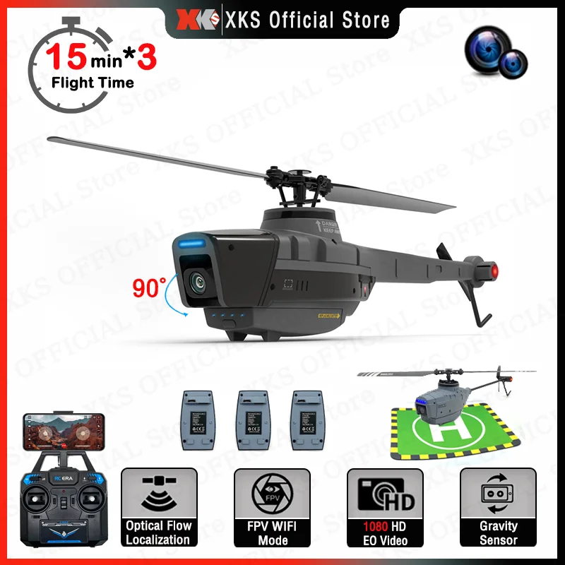 

C127 C128 RC Helicopter 2.4G 6G System 4CH Remote Control 1080P Camera Wifi FPV 6-Axis Sentry Drone RC Helicopter Toy for Adult