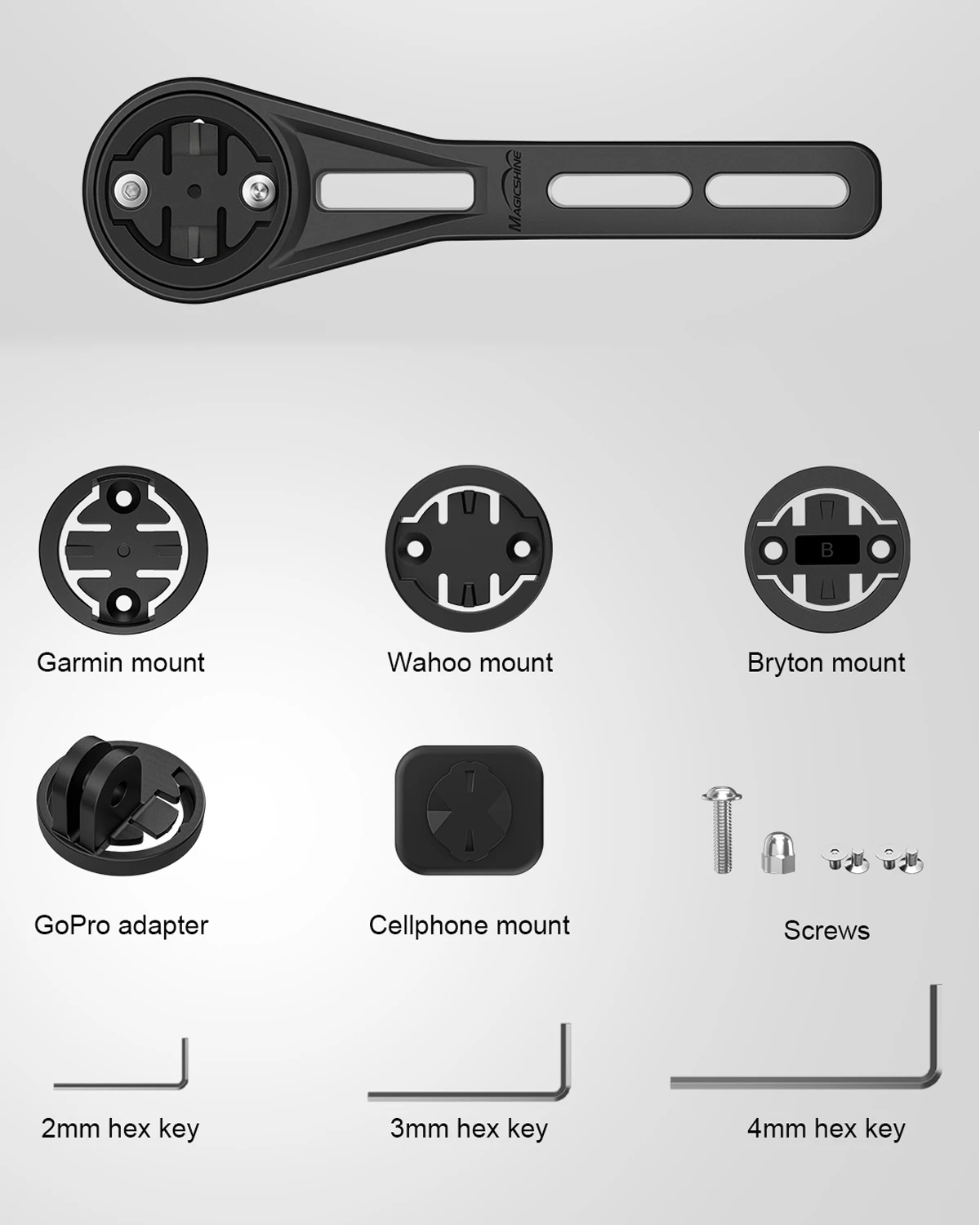 Integrated Out Front Bike Mount,Compatible with Handlebars,Compatible with Garmin Computers, Bike Front Lights, GoPro, etc.