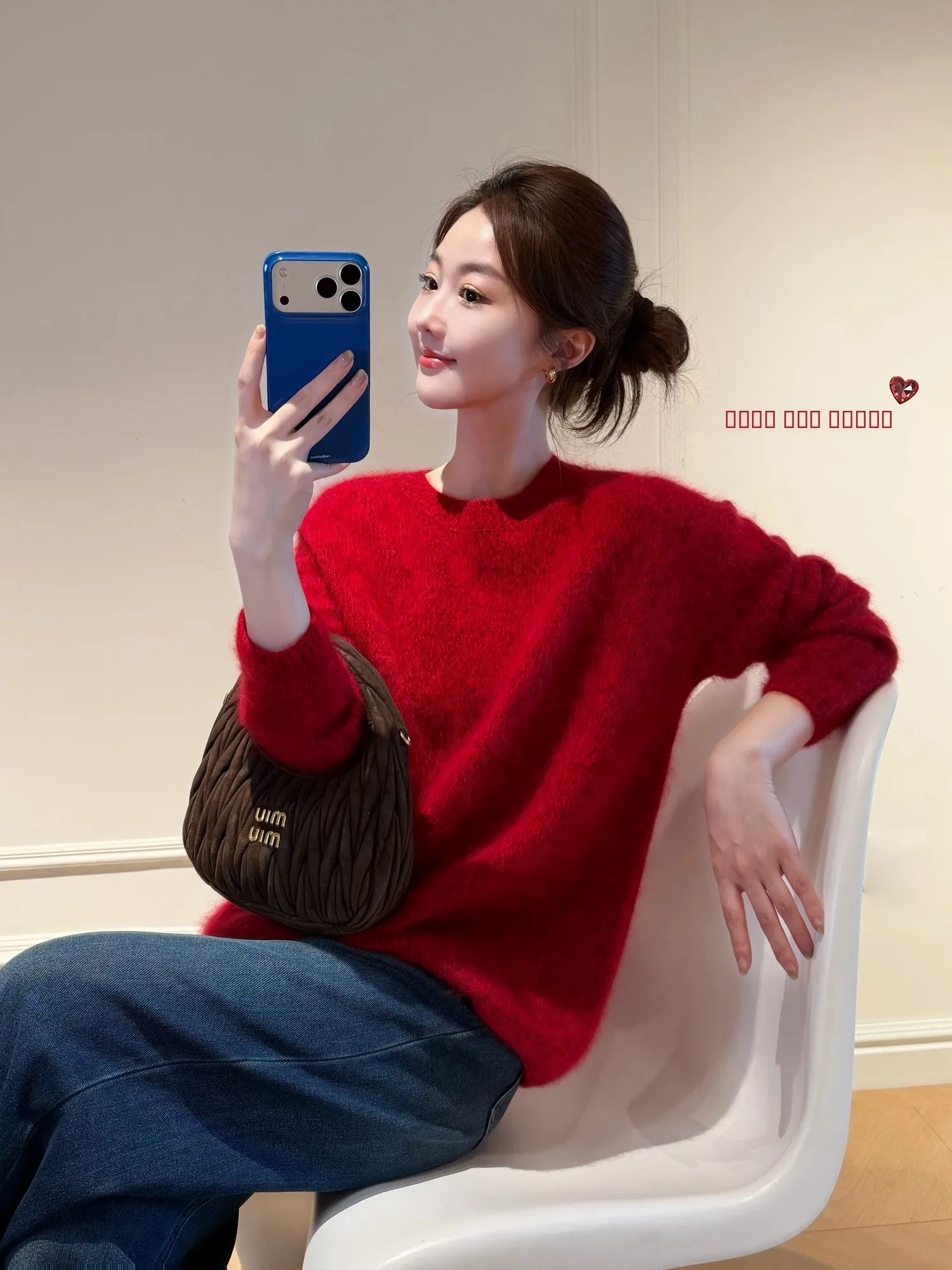 

Роскошный теплый свитер Cao Daman: очень милый красный пушистый свитер для женщин, мягкий, с длинными рукавами, круглый вырез, новинка к Новому году