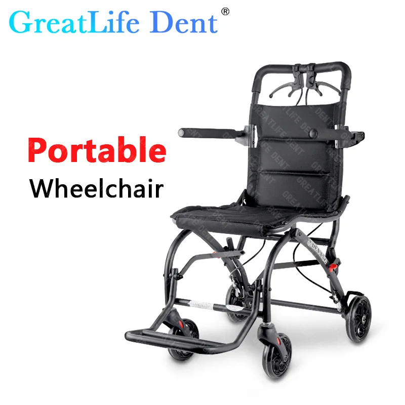 

GreatLife 7kg Simple Wheelchair Elderly Folding Lightweight Ultra-light Boarding Travel Portable Disabled Pregnant Women Trolley