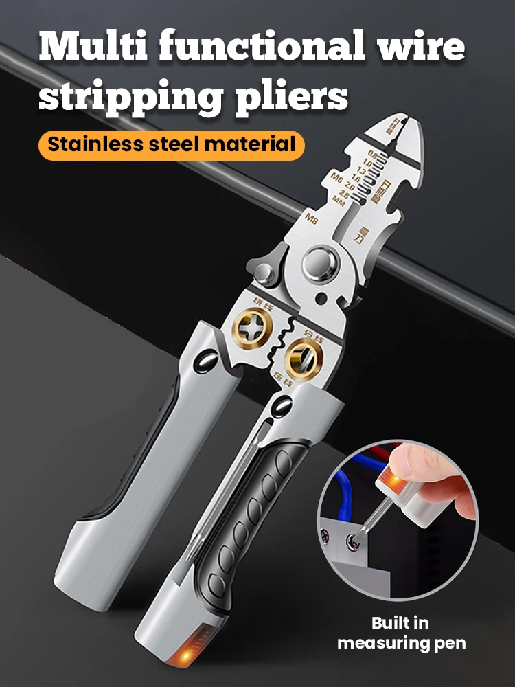 Crimper Cable Cutter Adjustable Automatic Wire Stripper Multifunctional Stripping Crimping Pliers Terminal Hand Tool