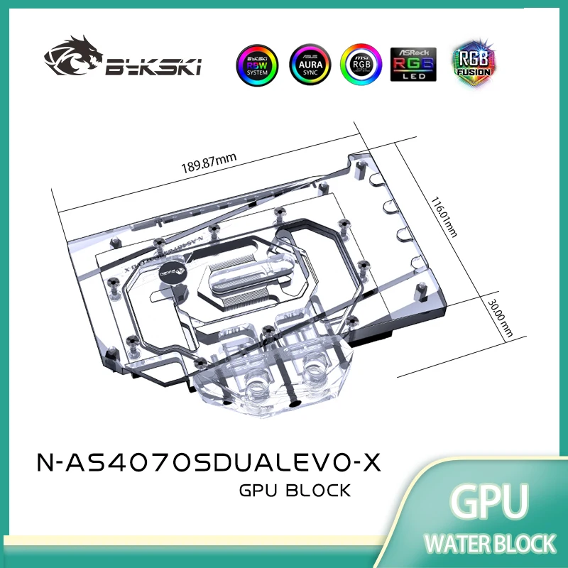 Bykski GPU Block Use for ASUS Dual RTX 4070 SUPER EVO 12GB Graphics Video Card Water Cooling /Dense Waterways N-AS4070SDUALEVO-X