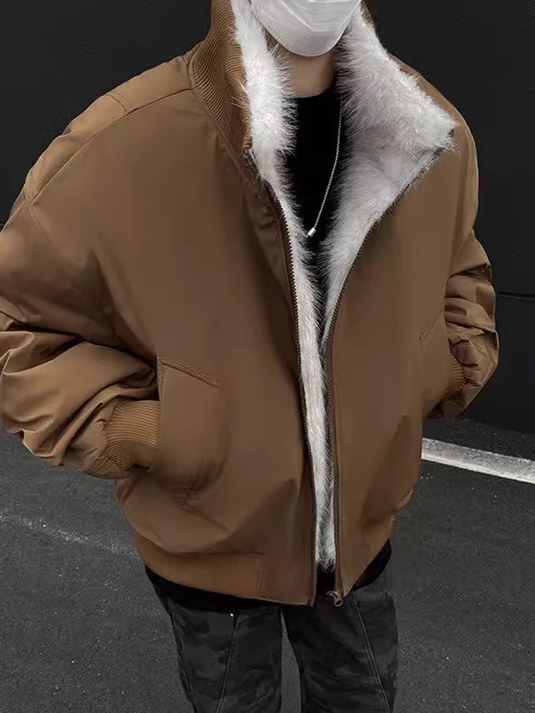 

Cleanfit Men's Winter Thiened Fce Bomber Pilot Jaet Fur Collar Cotton Coat Warm Loose Fit Long Sve Zipper Closure