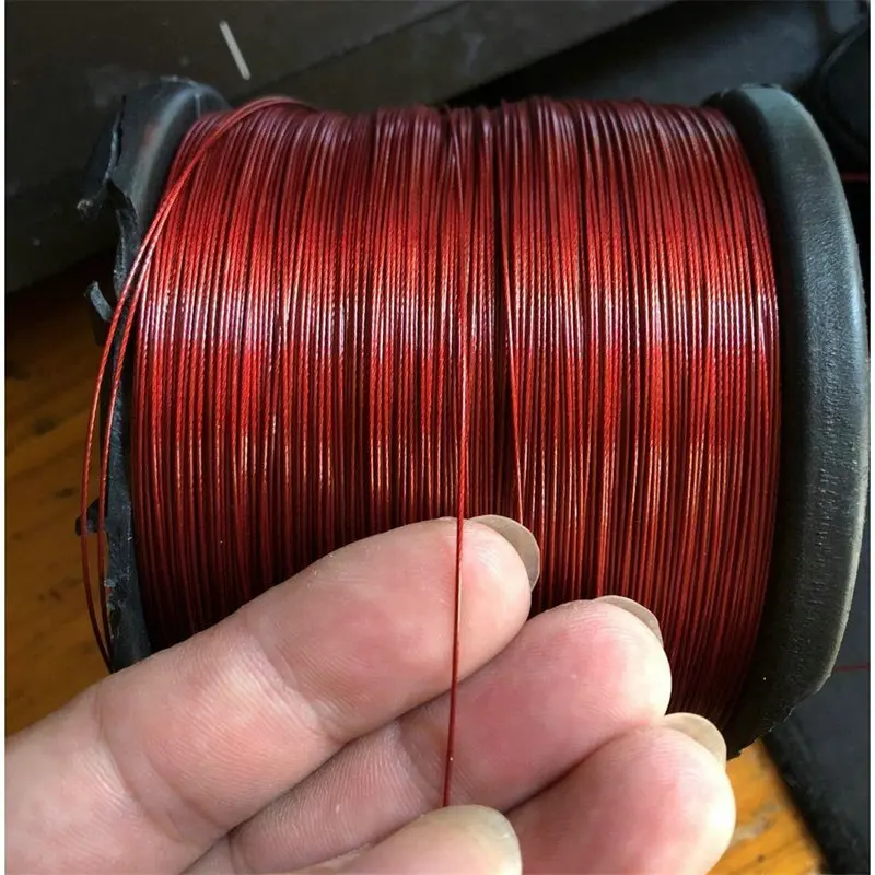 Tiny 0.38-1MM Colorful PVC Plastic Coated Stainless Steel 304 Wire Rope Cable Flexible Fishing Line  Accessory