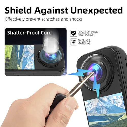 Imagen 2 del producto Protector de lente de vidrio templado 10H para Insta360 X4 Air - Vidrio óptico premium, cubierta antihuellas transparente HD antiarañazos