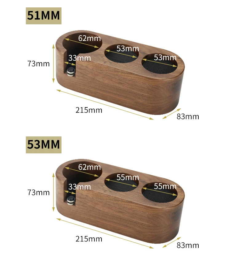 51mm/53mm/58mm Kaffee Filter Halter Tamper Stehen Buche Nussbaum Holz Espresso Distributor Matte Basis rack Für Barista Zubehör – Detail 14