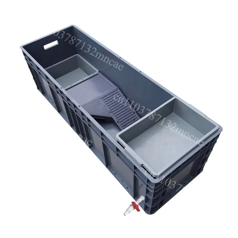 ‌Heavy-Duty Turtle Tank with Basking Platform - Large Plastic Aquarium for Reptiles, Waterproof Fish Pond with Drainage System
