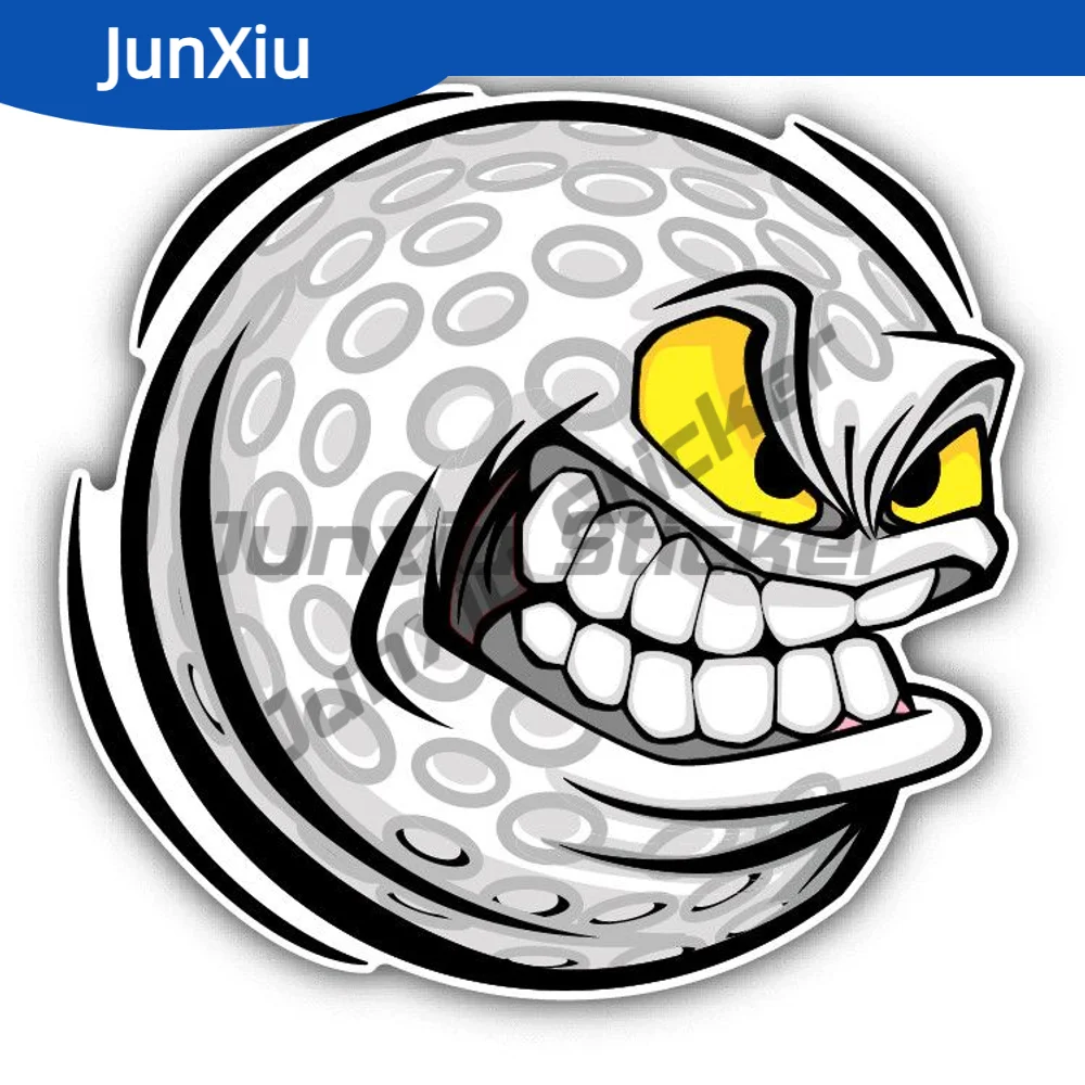 

Cartoon Golf Ball Mean Face Sticker Cover Scratches Decoration Exterior Accessories For Laptop Speedboat Rear Windshield Car Suv