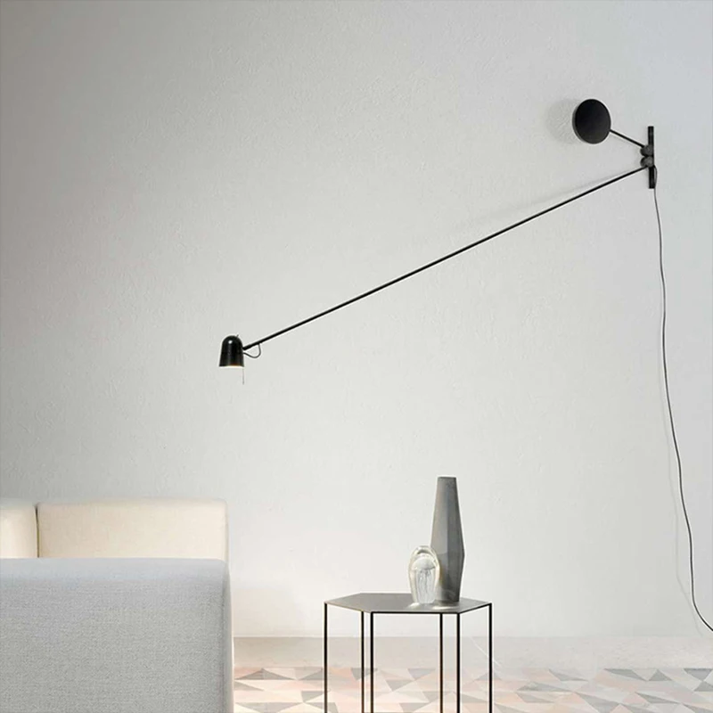 minimalista preto branco luz de parede estilo italiano regulavel led nadar braco lampada parede luminaria sala estar quarto arte da parede decoracao 01