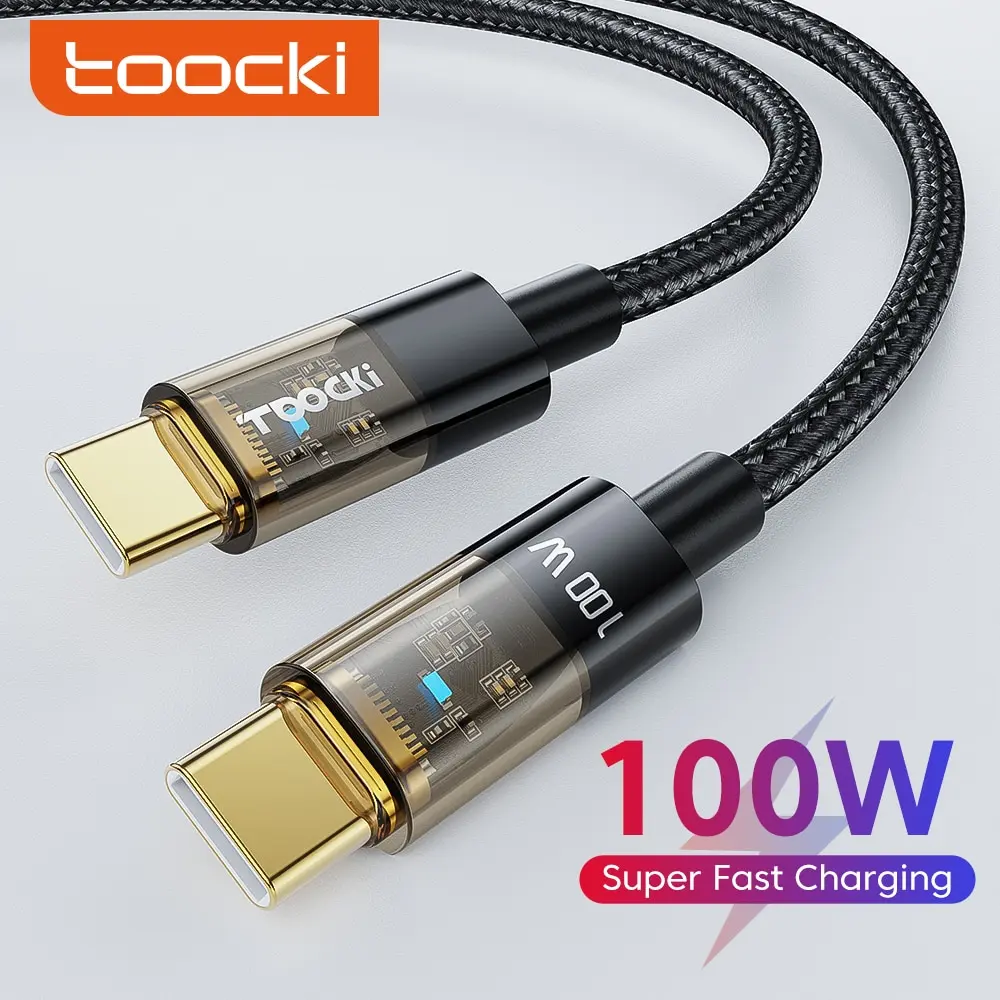 Toocki USB Type C to Type C Cable 100W Car Charger Transparent 45W for iPhone 15 Xiaomi Poco Samsung SFC Fast Charger Charging