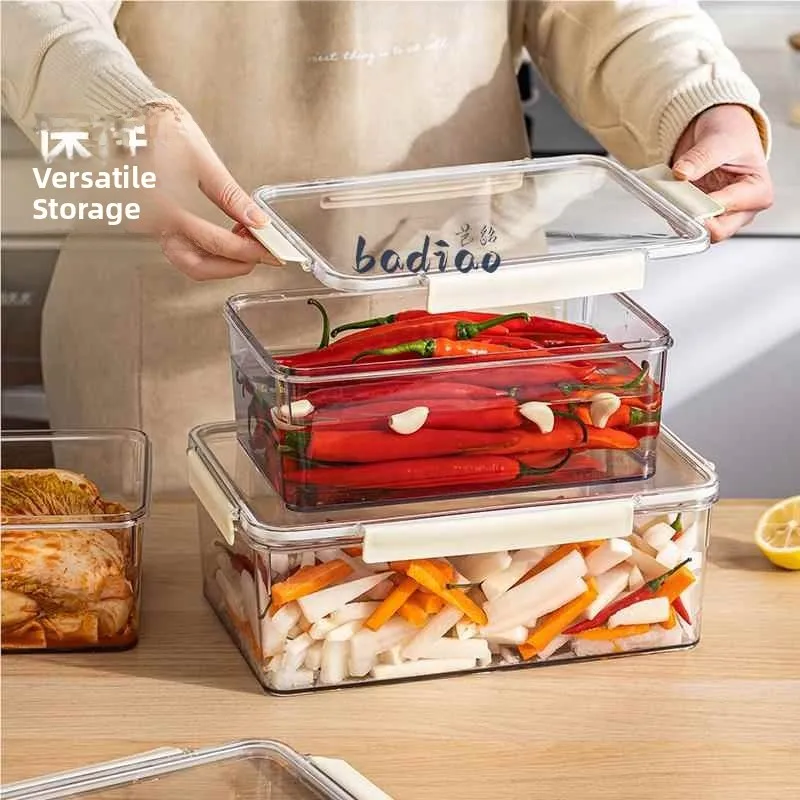 Large Capacity Food Grade Preservation Box for Sea Cucumber Soaking And Kimchi Storage Transparent Sealed Container for Fridge