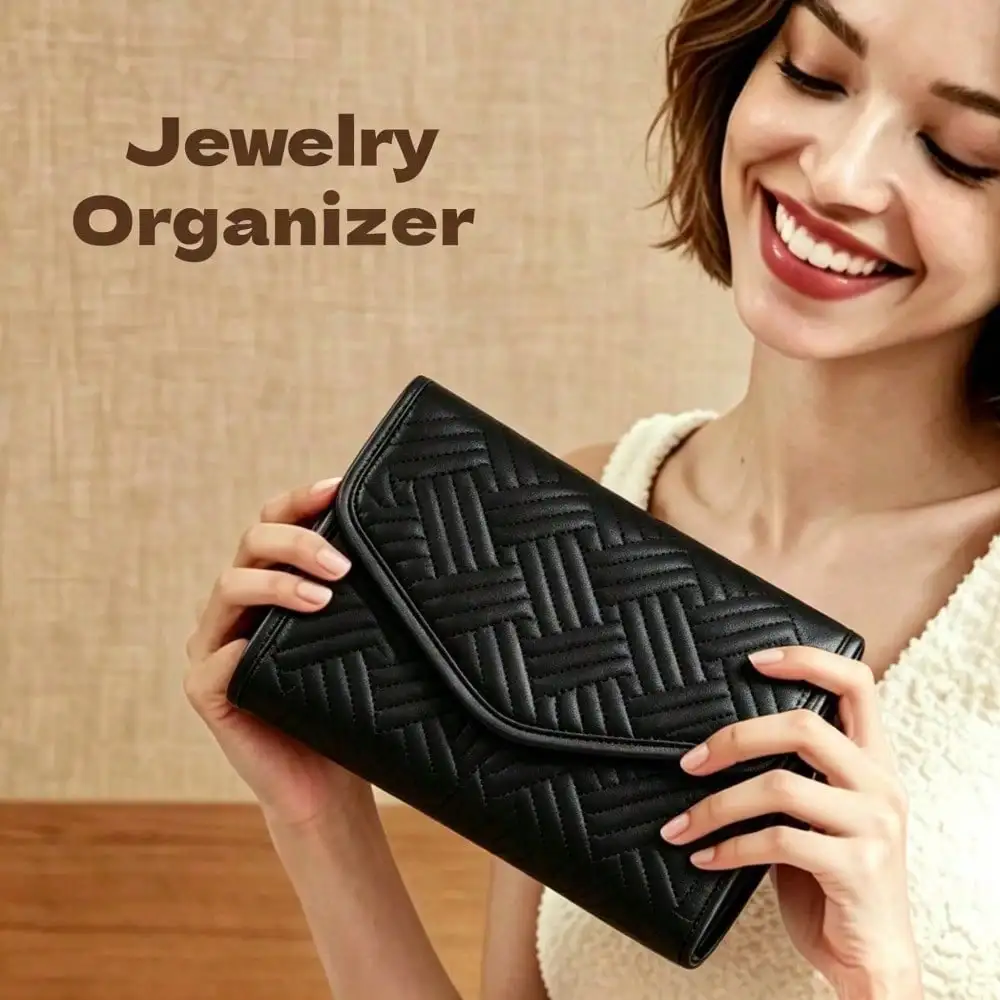 Travel Jewelry Organizer Roll|Foldable Organizer For Rings|Necklaces & Other Jewelry|Travel Must-Have|Suitable For Birthday Gifts