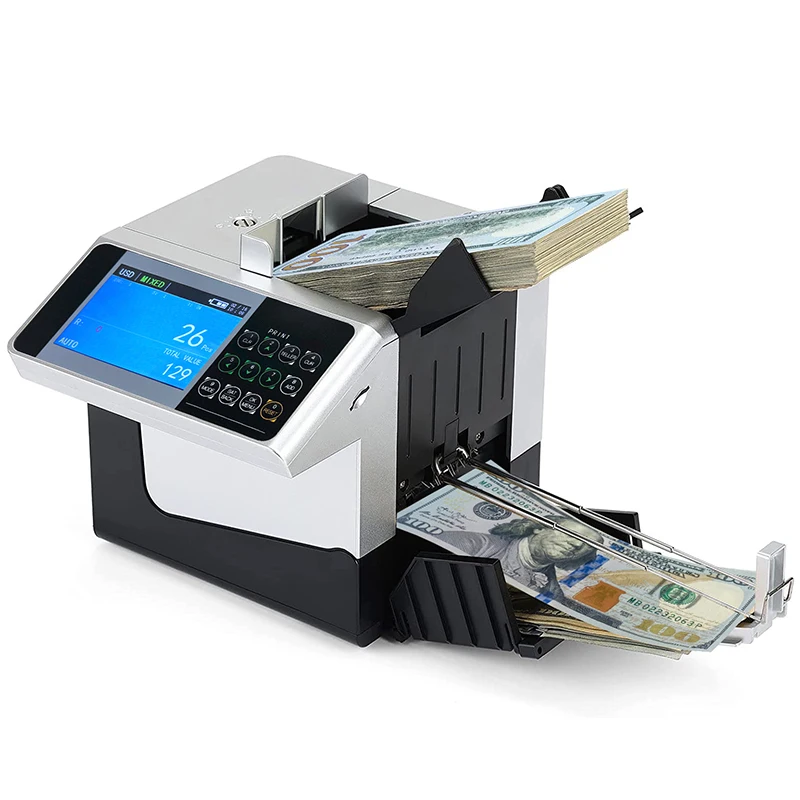 XD-6100 USD EUR THB Portable Money Counter Rechargeable Cash Mixed Currency Mini Detector Printable Bill Counting Machine