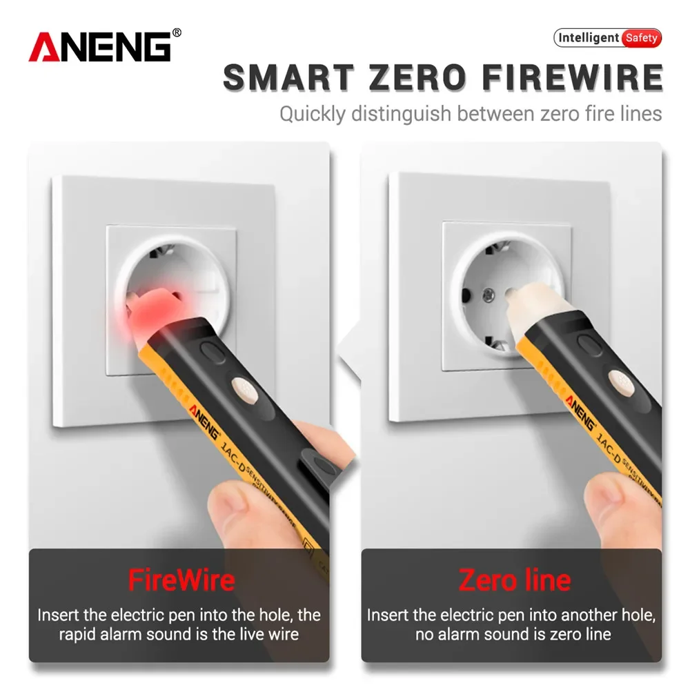 ANENG 1AC-D probador de circuitos boligrafos tester electricista detector corriente sin contacto busca polos electrico pluma indicador lapiz comprobador de tension enchufe eléctrico Sensor  voltaje AC110V 220V luz LE