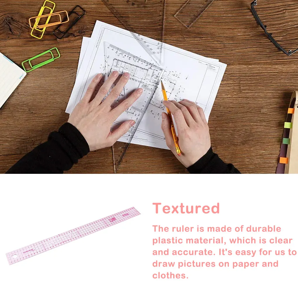 Plastic Sewing Tailor 55 cm Shared Double Side Metric Straight Ruler Transparent Yardstick Patchwork Cloth Cutting Rulers