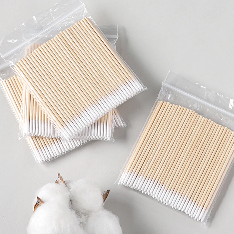500/300/100Pcs Nägel Holz Tupfer Sauber Sticks Knospe Spitze Holz Baumwolle Kopf Detail Corrector Maniküre Nagellack entferner Kunst Werkzeug