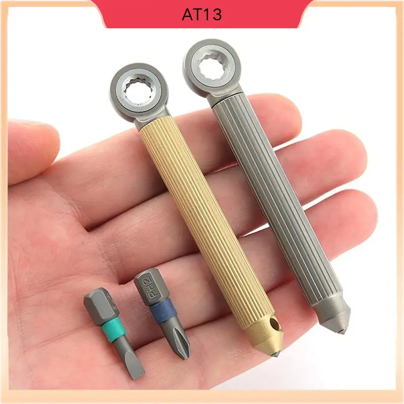 

AT13 Multifunctional Tools Wrench Flat Screwdriver Keychain Window Portable Brass 1Set