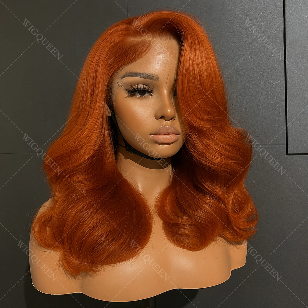 

Нет шелка # 350 Имбирно-оранжевый объемный волнистый кружевной фронтальный парик Боб, плотно прилегающий обновление, 4x4, кружевные короткие человеческие волосы, бесклеевые парики, готовые к ношению