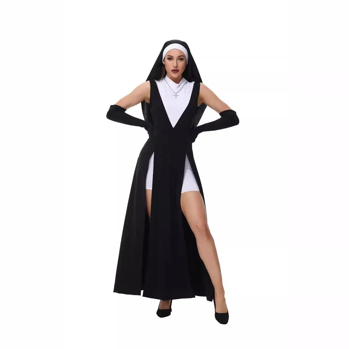

loween New Sle Terror Nun Cosplay Costume Performance Priest Outfit Stage Play Dr Code Women's Traditional Wear