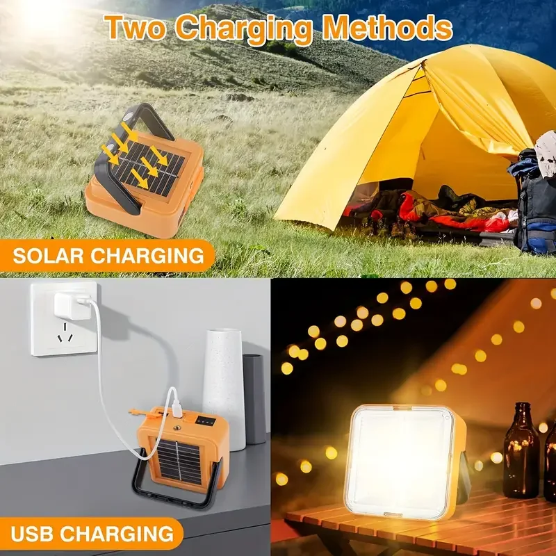 Portable Solar Light, USB Rechargeable Flashlight, 64LED Super Bright Emergency Lighting For Camping, Night Market, Power Outage
