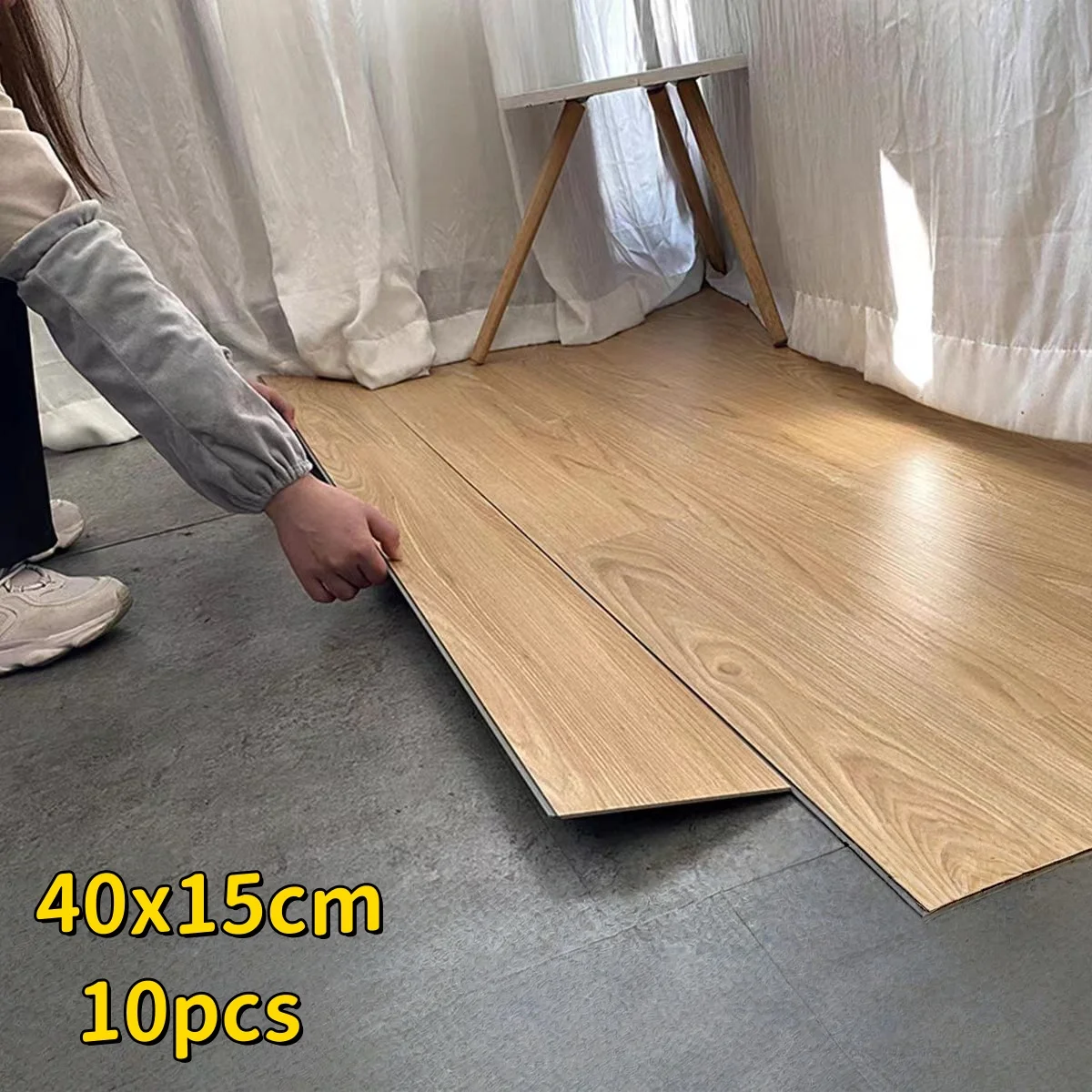 10 Uds. Pegatinas de PVC para suelo de 40x15cm, pegatinas autoadhesivas impermeables, pegatinas gruesas con textura de madera para suelo, pegatinas para sala de estar
