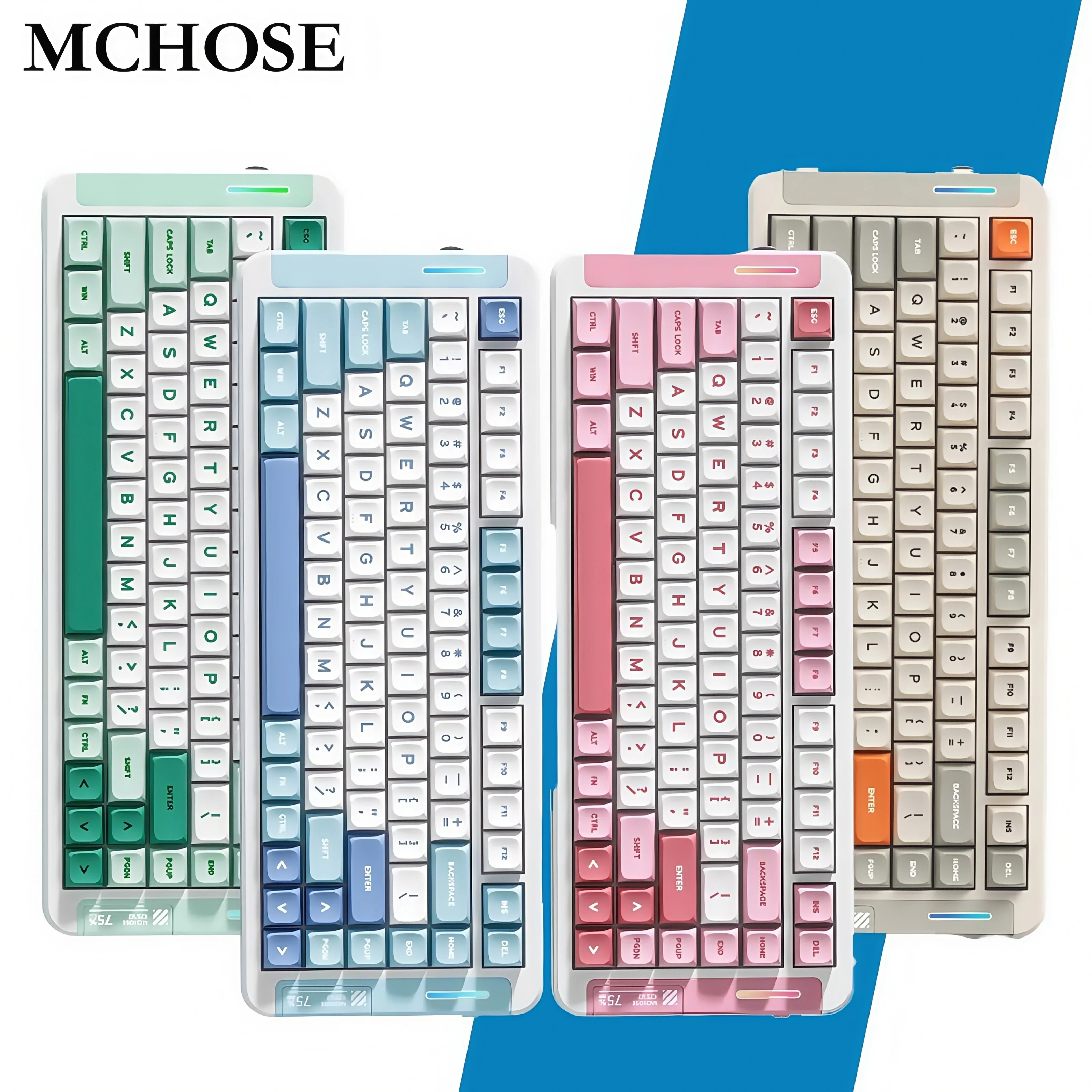 

MCHOSE X75 V2 Беспроводная механическая игровая клавиатура 75% раскладка Прокладка с RGB-подсветкой Трехрежимные переключатели премиум-класса с возможностью горячей замены