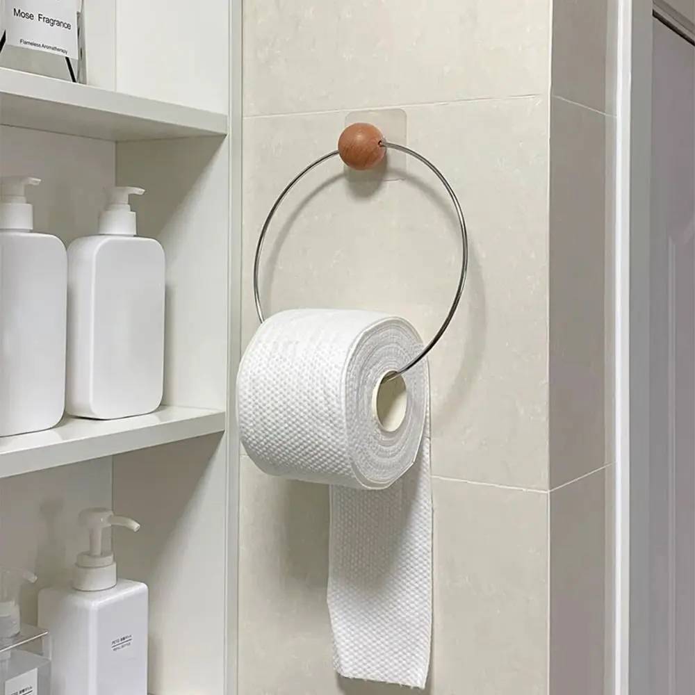 

2 PCS Creative Wall Mounted Paper Towel Holder Shelf Dispenser Storage Rack Round Hanger Decoration Paper Roll Holder Bathroom