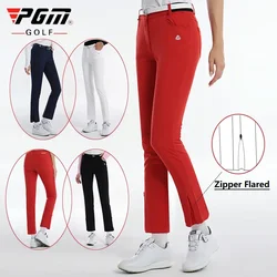 Pgm Golf Wear Women's Pants Slim Straight Flare Pants Spring Elastic Breathable Sports Tennis Trousers Zipper Leisure Sweatpant