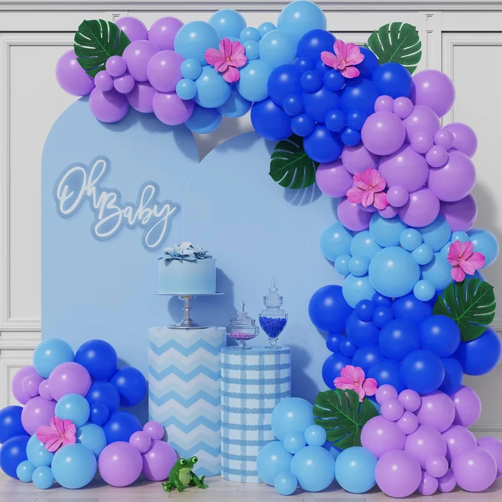 

125pcs Dark Blue Purple Balloons Garland Arch Kit Summer Leaf Baby Shower Birthday Theme Party Decorations Inflatable Air Globo