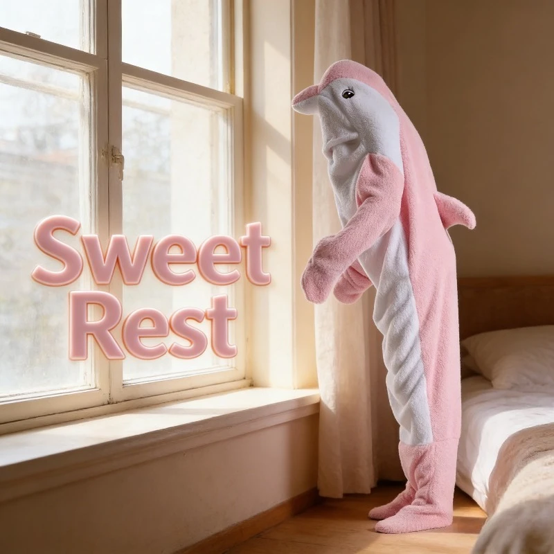 

Wearable Blanket Sleep Sack New Cartoon Animal Flannel Jumpsuit for Kids Dolphin Pajama Set