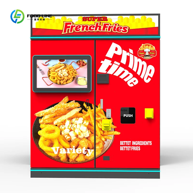 Distributeur automatique de frites belges et de aliments chauds certifiés en vente pour frites de poulet frit