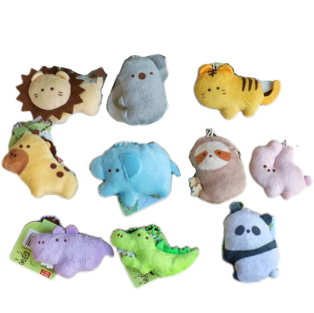 

5cm Mini Lovable Zoo Animal Series Plush Toys Pendent Key Chain Cute Cartoon Lion Koala Elephant Key Ring Kawaii Bag Pendent