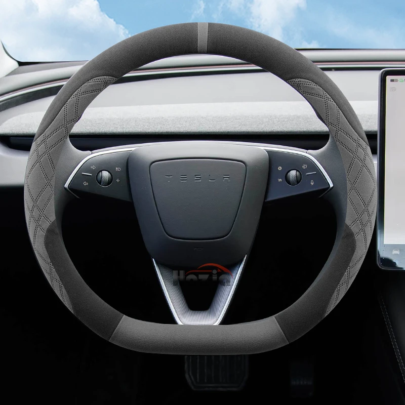 

36cm Leather Car Steering Wheel Cover for Tesla Y 3 2025 2026 Accessories