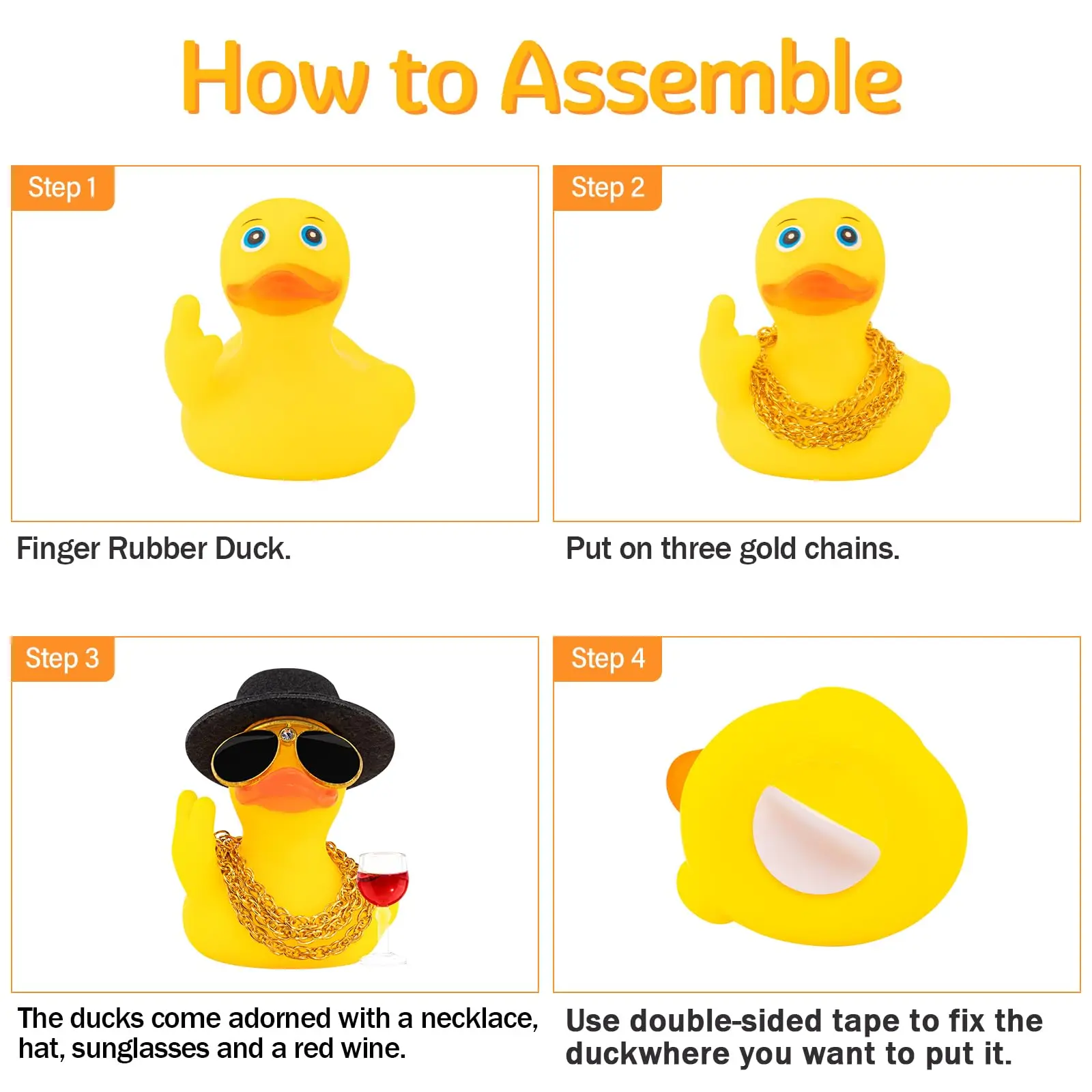 Rubber Duck Car Ornament Funny Office Gifts Cool Car Accessories Decorations Quirky Decor Wine Glass