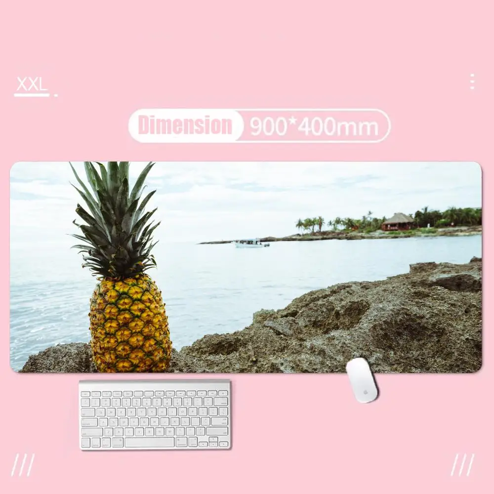 Tappetino per mouse divertente ananas da spiaggia Tablet Laptop Tappetino per mouse desktop xl, simpatico tappetino per tastiera da gioco HD Rainbow, lettore csgo, 90x40