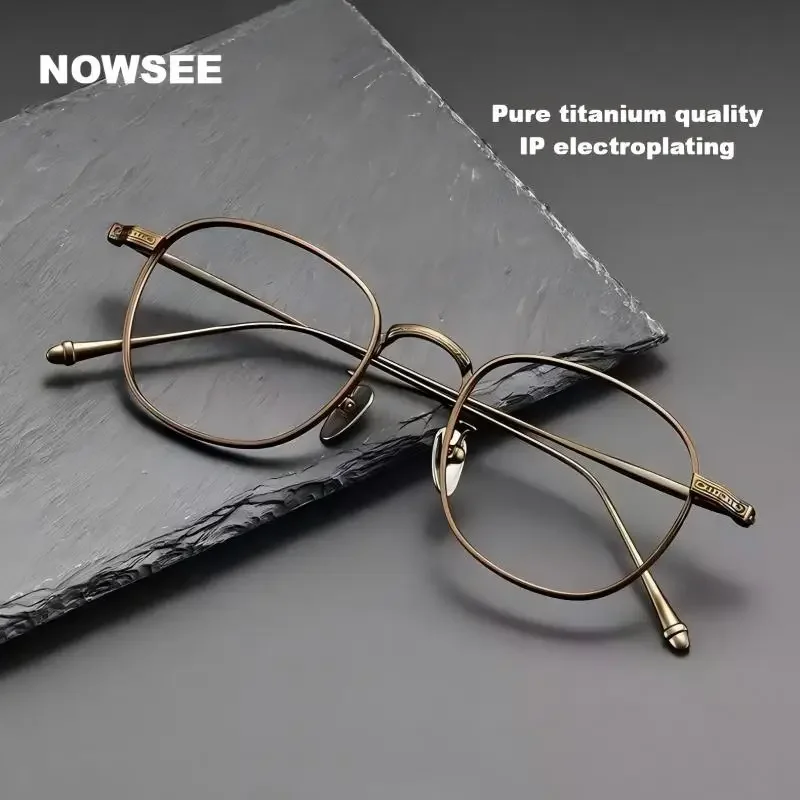 

NOWSEE Minimalist Retro Round Pure Titanium Frame Prescription Anti Blue Light Casual Designer Computer Glasses Eyewear