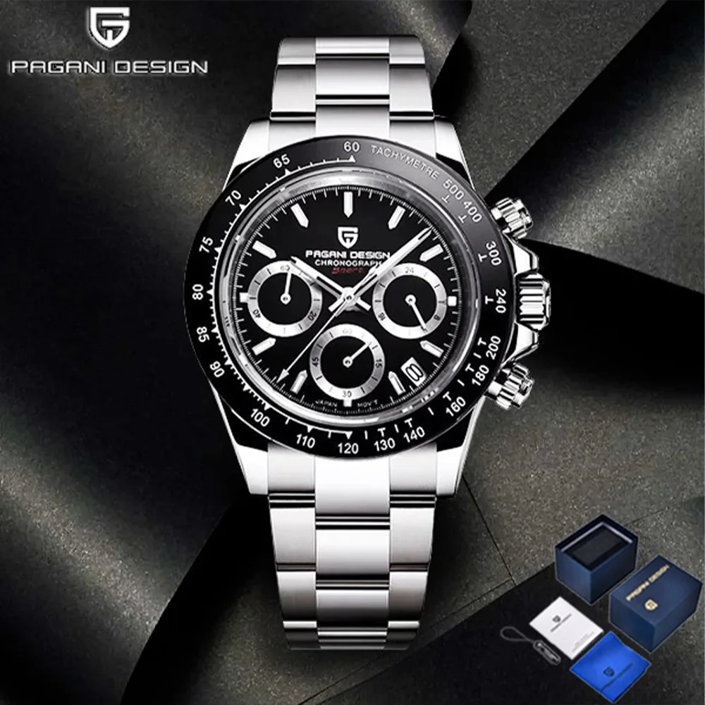 2025 جديد باجاني تصميم ساعة كوارتز رجالية العلامة التجارية الفاخرة الياقوت VK63 كرونوغراف رياضي تاريخ تلقائي 10BAR ساعة هدية صندوق #1