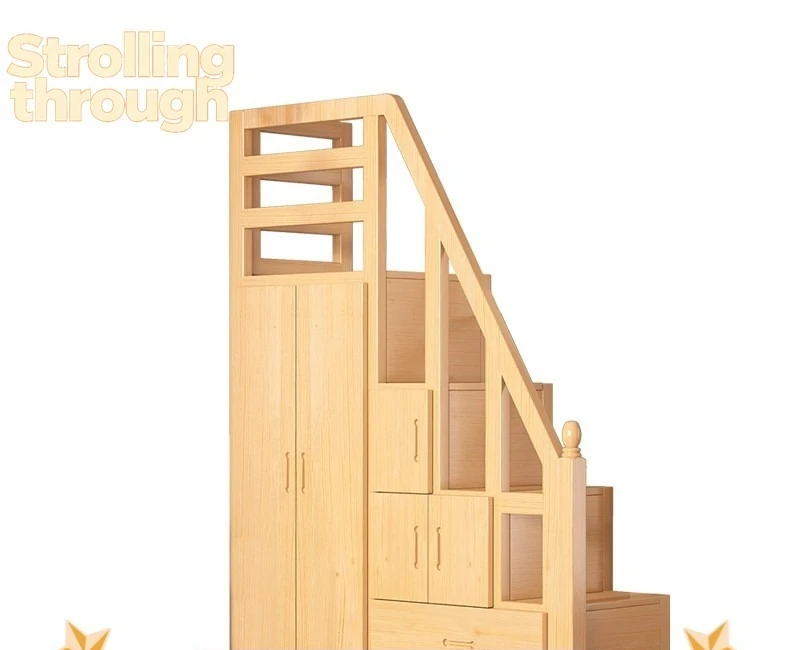 Armario escalón de madera maciza, armario escalón para cama infantil, armario escalón para cama alta y baja, escalera multifuncional.