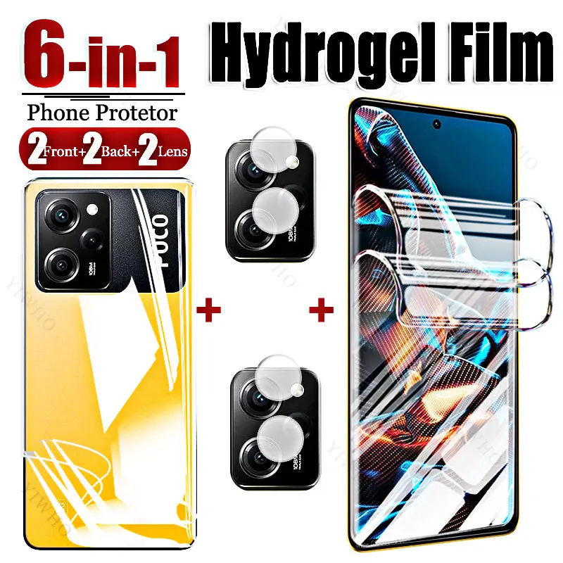 Hidrogel frontal suave para Xiaomi Poco X5 Pro 5G película de hidrogel Poco M5s protectores de pantalla lente de cámara trasera cristal X4 X3 M4 M3 F4 Gt
