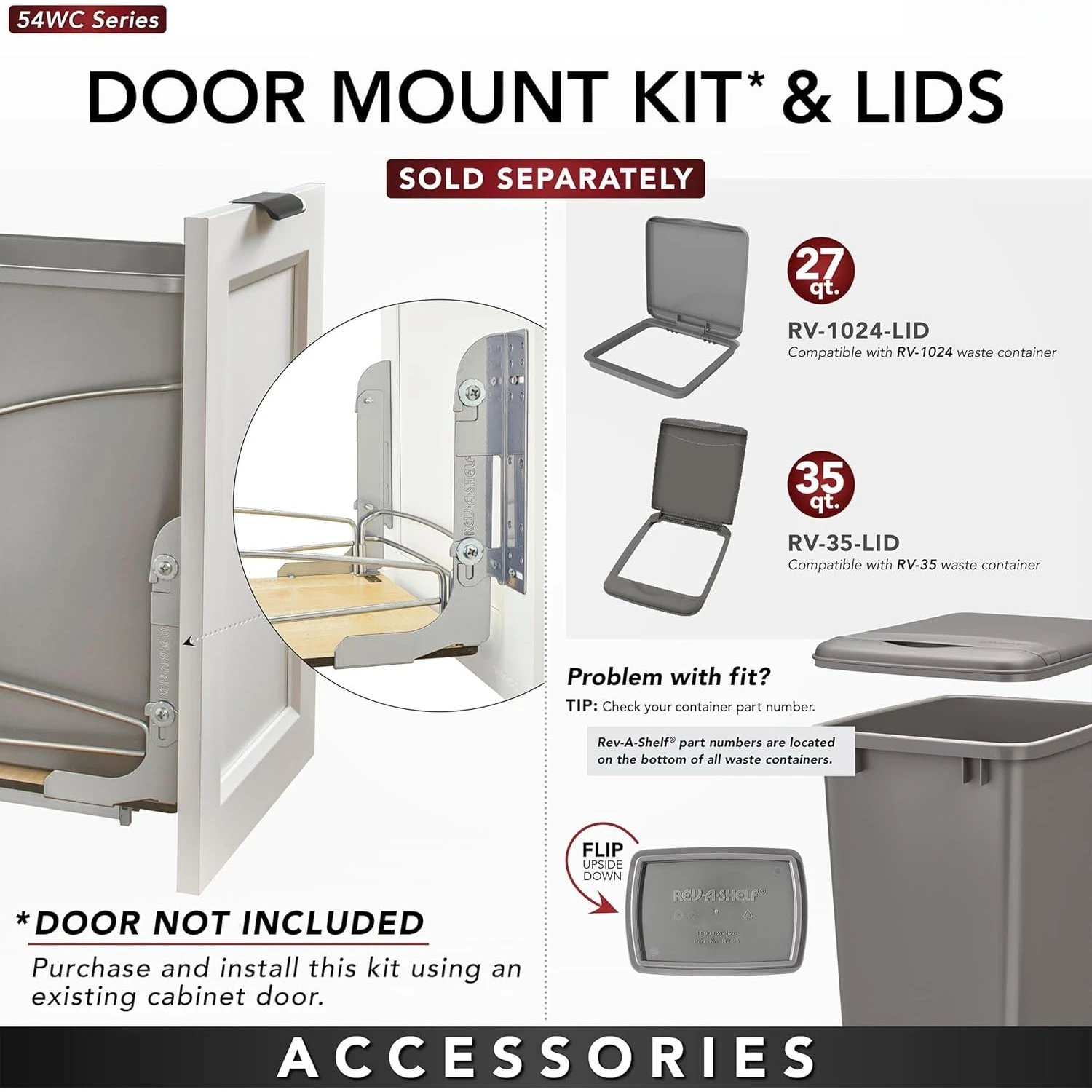 Steel Bottom Mount Double 35 Quart 8.75 Gallon Waste Bin Trash Container for Under Kitchen Cabinet with Soft Close, Gray