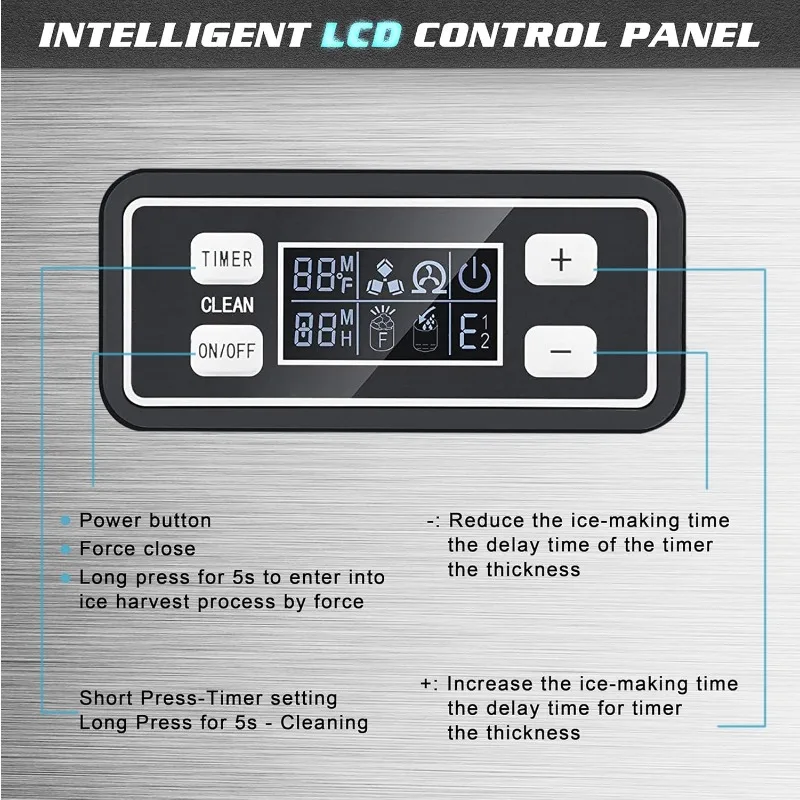 Máquina de hielo, máquina de hielo comercial, 100 libras/día, máquina de hielo de acero inoxidable con capacidad de 48 libras, ideal para restaurantes, bares