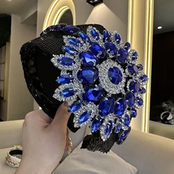 New Fashion Headband For Women Wide Side Turban Handmade Braided Headwear Shining Rhinestone Hair Accessories