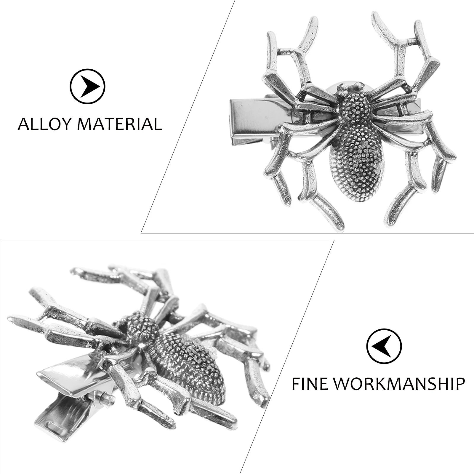 

2 шт. заколки-пауки для волос, готические заколки из сплава для Хэллоуина, для детей, женщин, девочек, для вечеринок, косплея, аксессуары для волос, декор