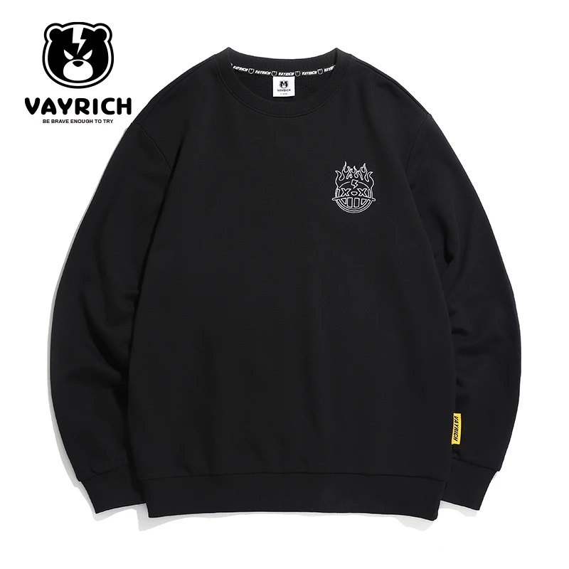 

Vayrich Branded 100% Cotton Original Fire Demon Pullover Sweatshirts Streetwear Hip Hop Unisex College Casual Outerwear Coats